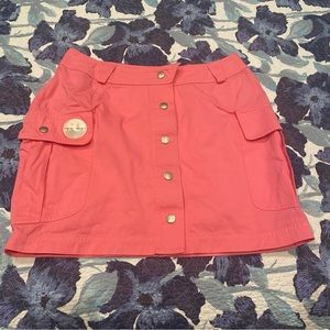 Mugler Trademark vintage pink cotton denim cargo mini skirt